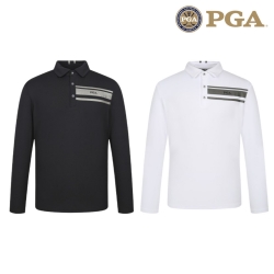 [핫딜] PGA 24FW 남성 언발 스트라이프패턴 기모 긴팔 카라티셔츠 PGMTS43303